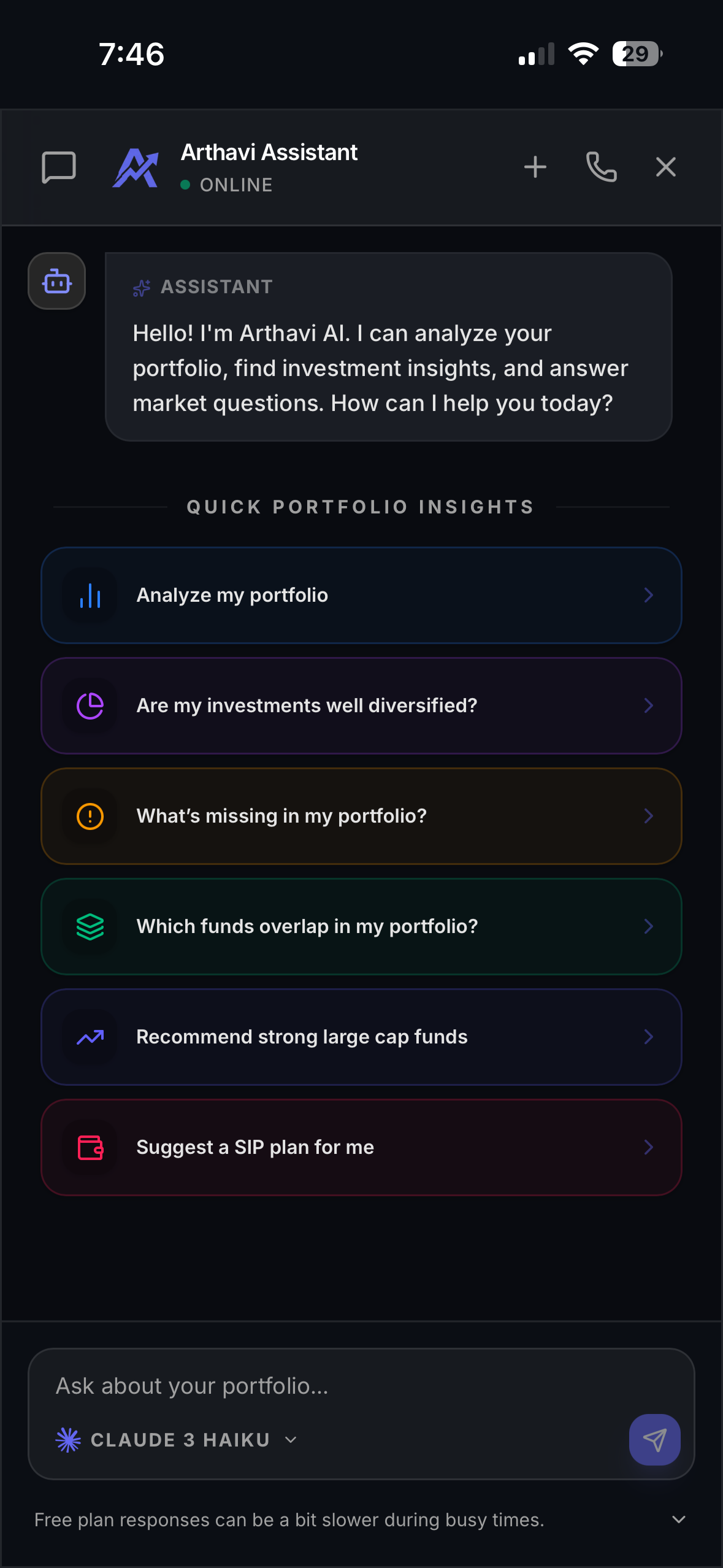 Arthavi AI mobile screenshot