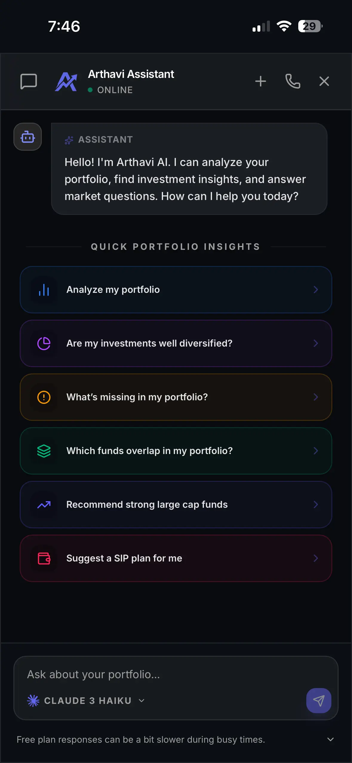 Arthavi AI mobile screenshot