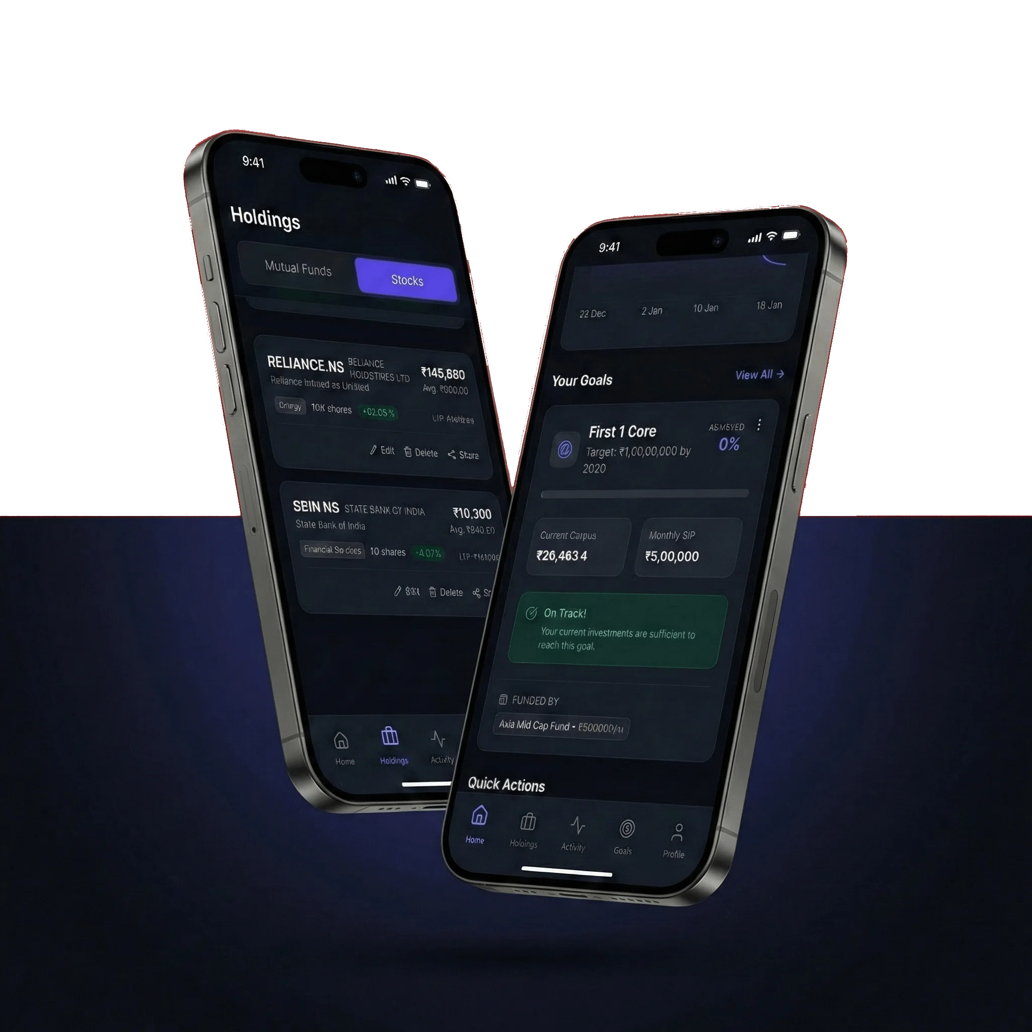 Arthavi Mobile App Interface showing portfolio tracking on the go